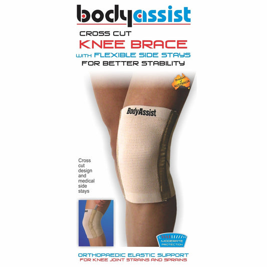 Body Assist Cross Cut Elastic Knee Brace With Rods - Cutprice Online