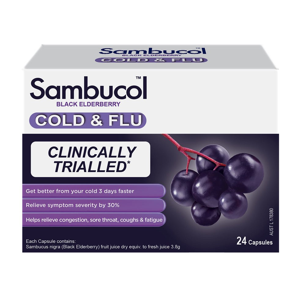 Sambucol Cold & Flu 24 Capsules - Cutprice Online