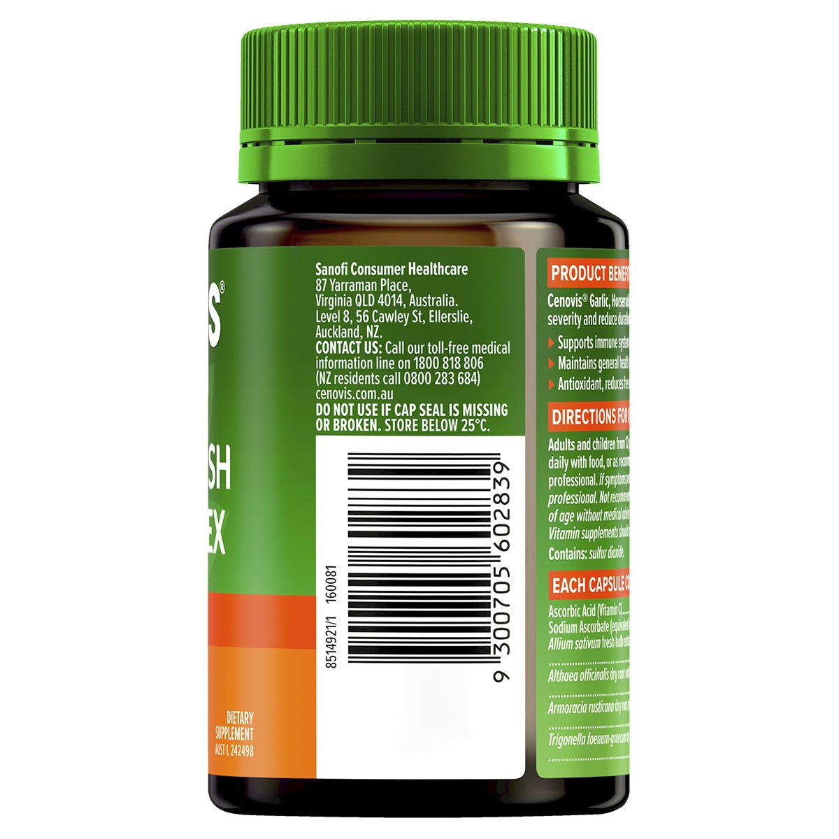 Cenovis Garlic and Horseradish + Vitamin C Complex 120 Capsules - Cutprice Online