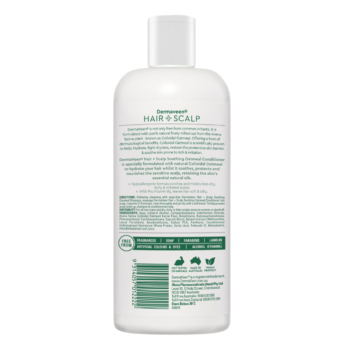 Dermaveen Oatmeal Conditioner for Dry, Flaky or Sensitive Scalps 500ml