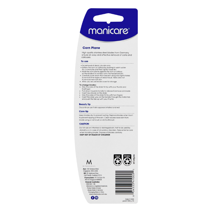 Manicare Corn Plane & Blades Pk5