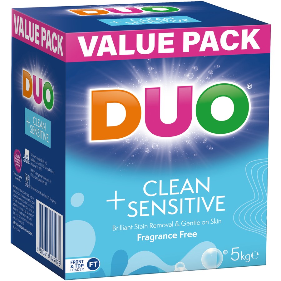 Duo Laundry Powder Detergent Cleans & Cares 5kg - Fragrance Free - Cutprice Online