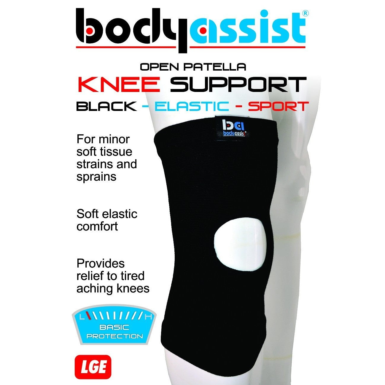 Body Assist Sports Elastic Slip-on Knee Support Open Patella - Cutprice Online
