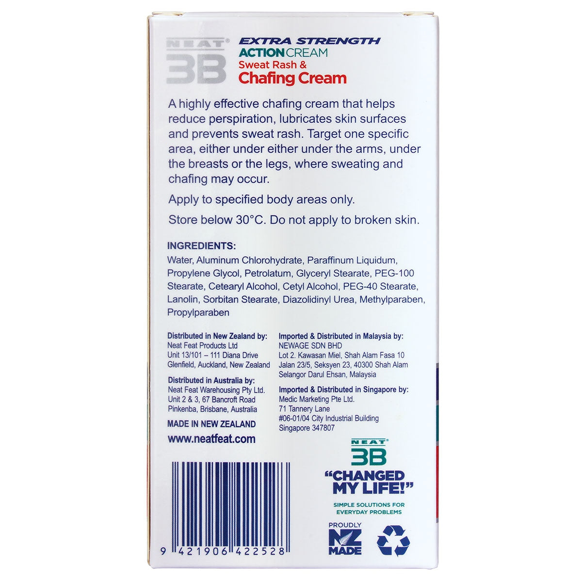 Neat 3B Action Cream Extra Strength Chaffing & Sweat Rash 50g - Cutprice Online