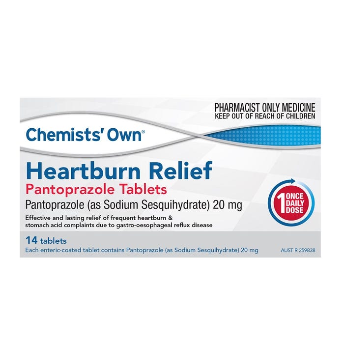 Chemists' Own Heart Burn Relief Pantoprazole 20mg 14 Tablets - Cutprice Online