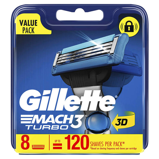 Gillette Mach 3 Turbo 3D Cartridges 8 Pack - Cutprice Online