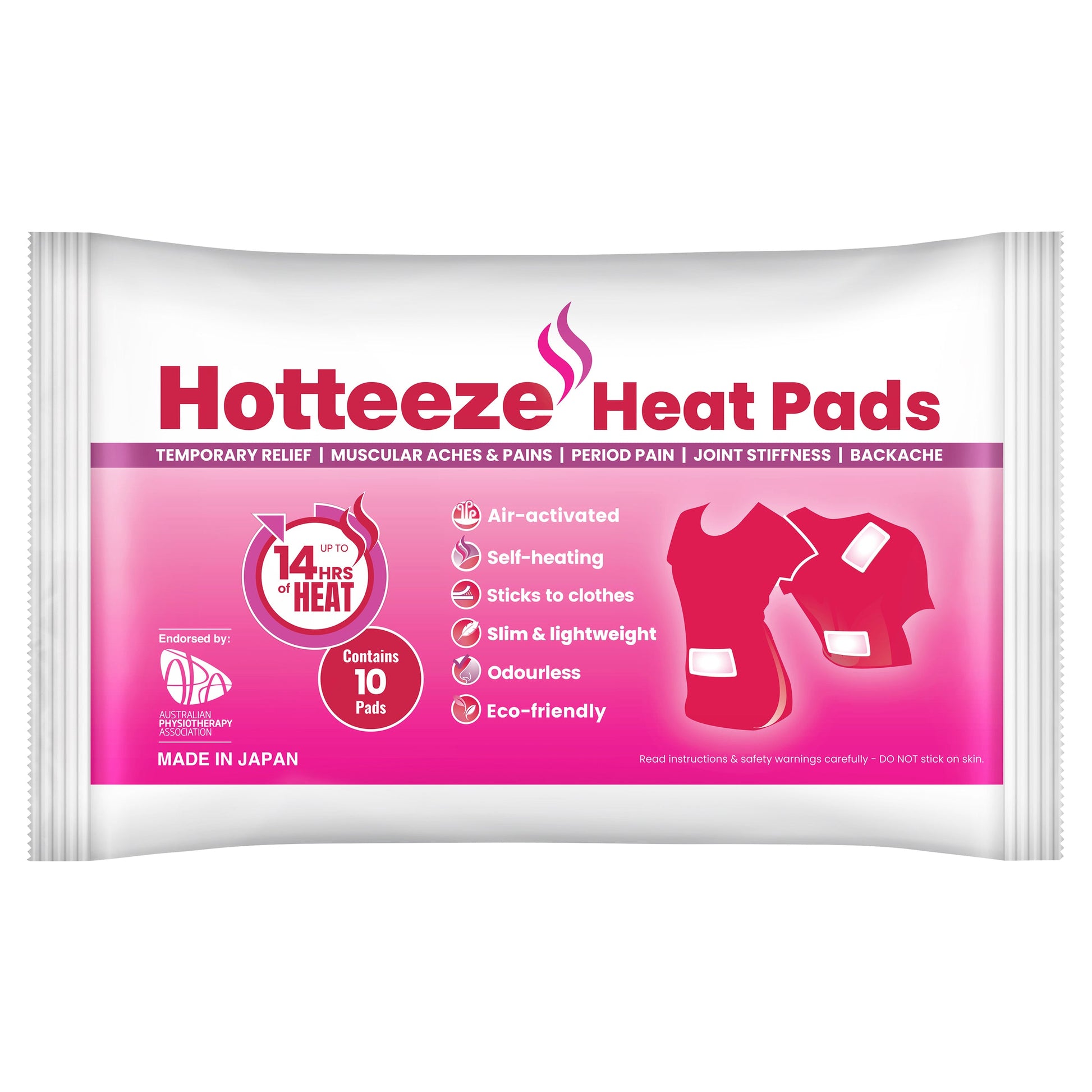 Hotteeze Heat Pads Pain Relief Patches for Period, Back and Shoulder pain 10 Pack - Cutprice Online