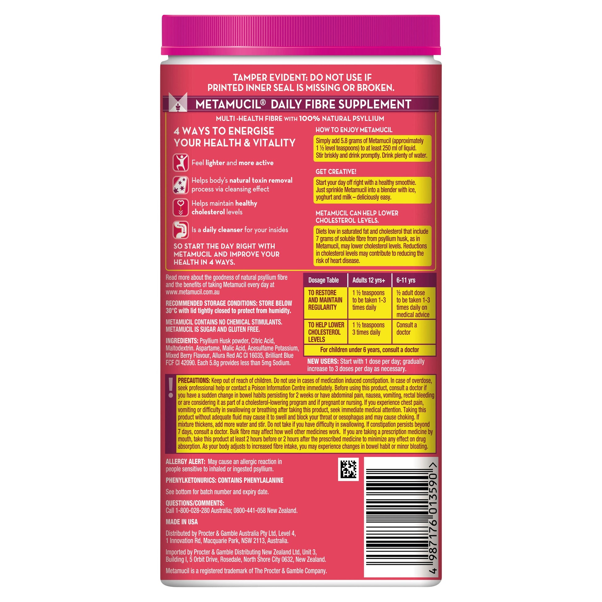 Metamucil Smooth Wild Berry 114 Dose 673g - Cutprice Online