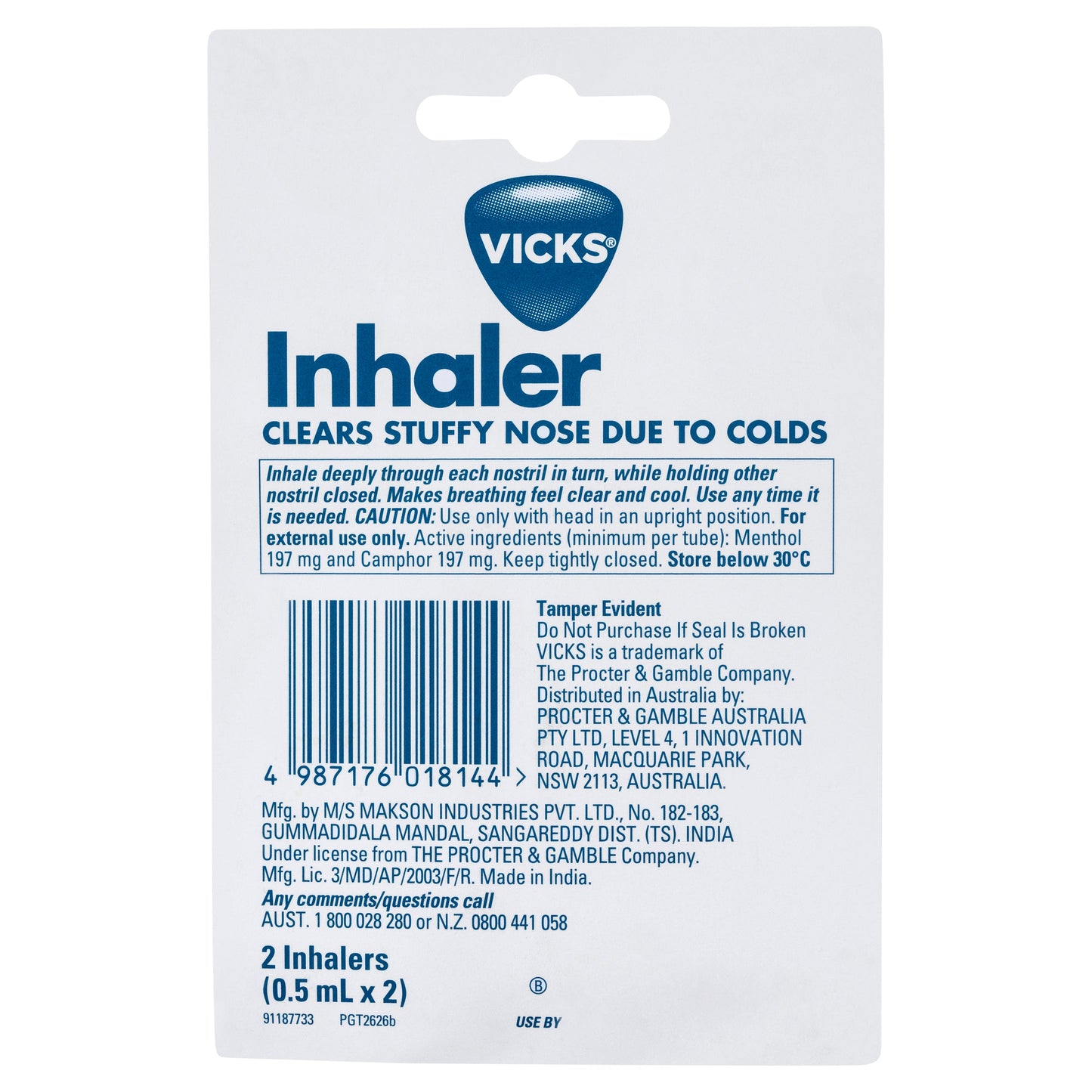 Vicks Inhaler Nasal Decongestant 2 Pack - Cutprice Online