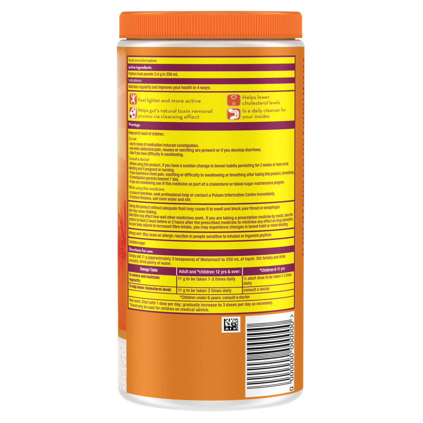 Metamucil Daily Fibre Supplement Orange Granular 48 Doses - Cutprice Online