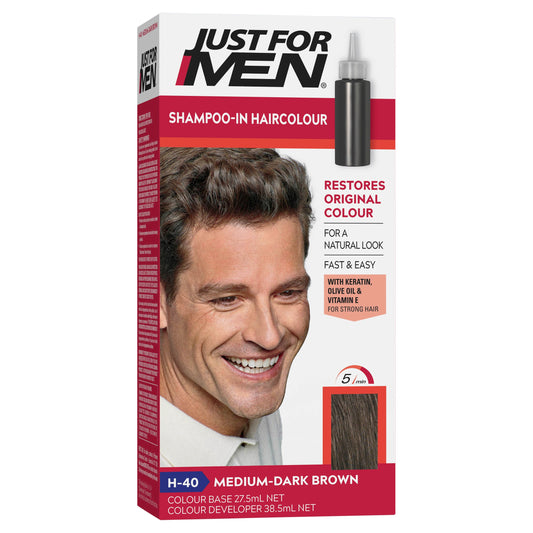 Just For Men Shampoo-In Hair Colour 40 Medium - Dark Brown - Cutprice Online