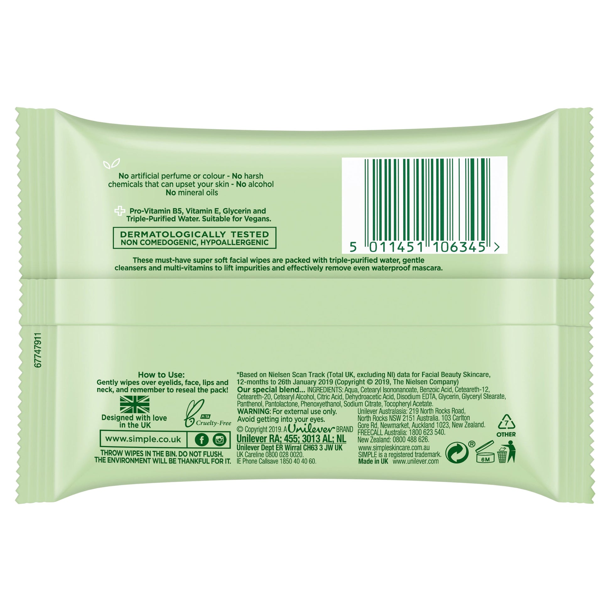 15 x Simple Cleansing Facial Wipes 7 Pack - Cutprice Online