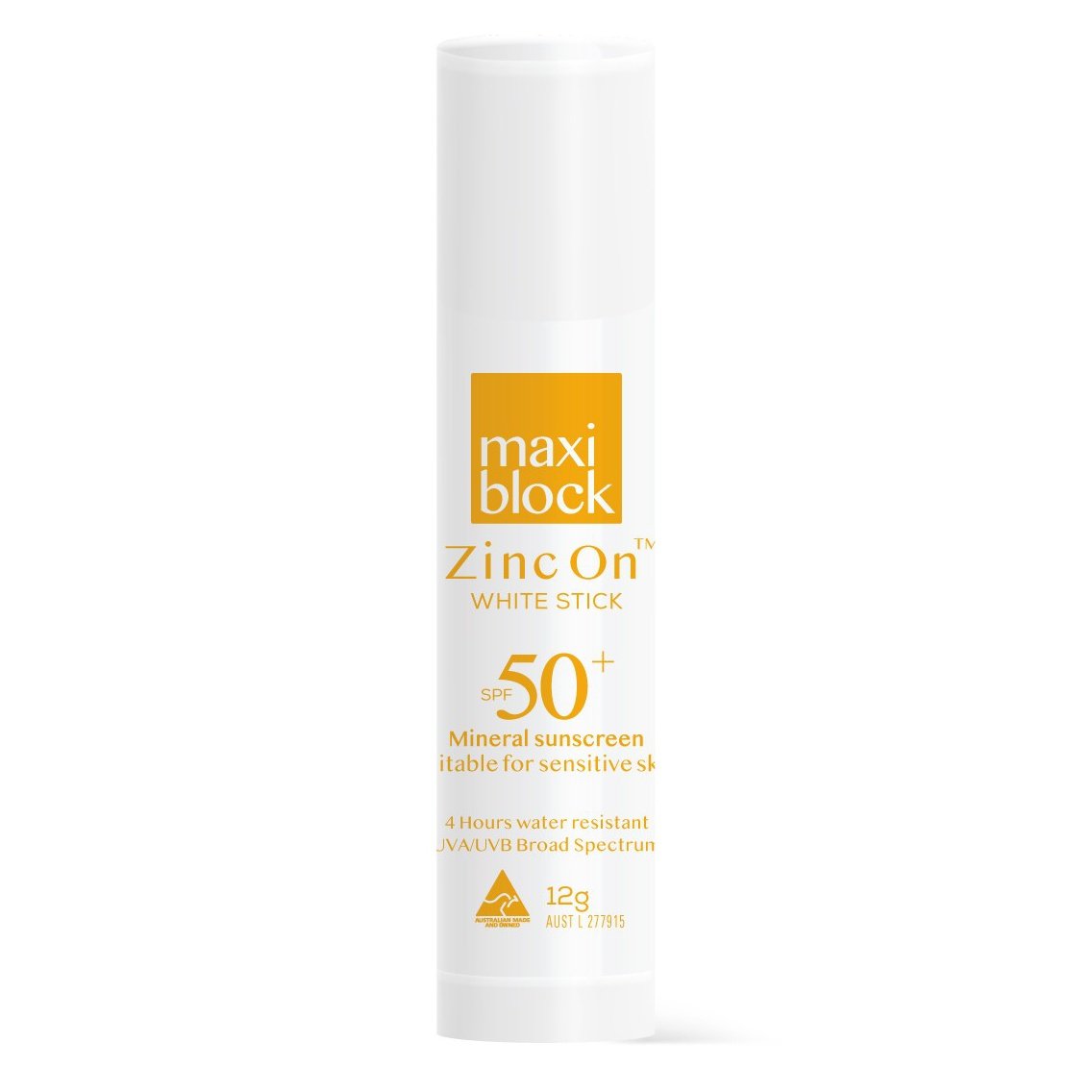 MAXIBLOCK ZINC ON SPF50+ STICK WHITE 12G - Cutprice Online