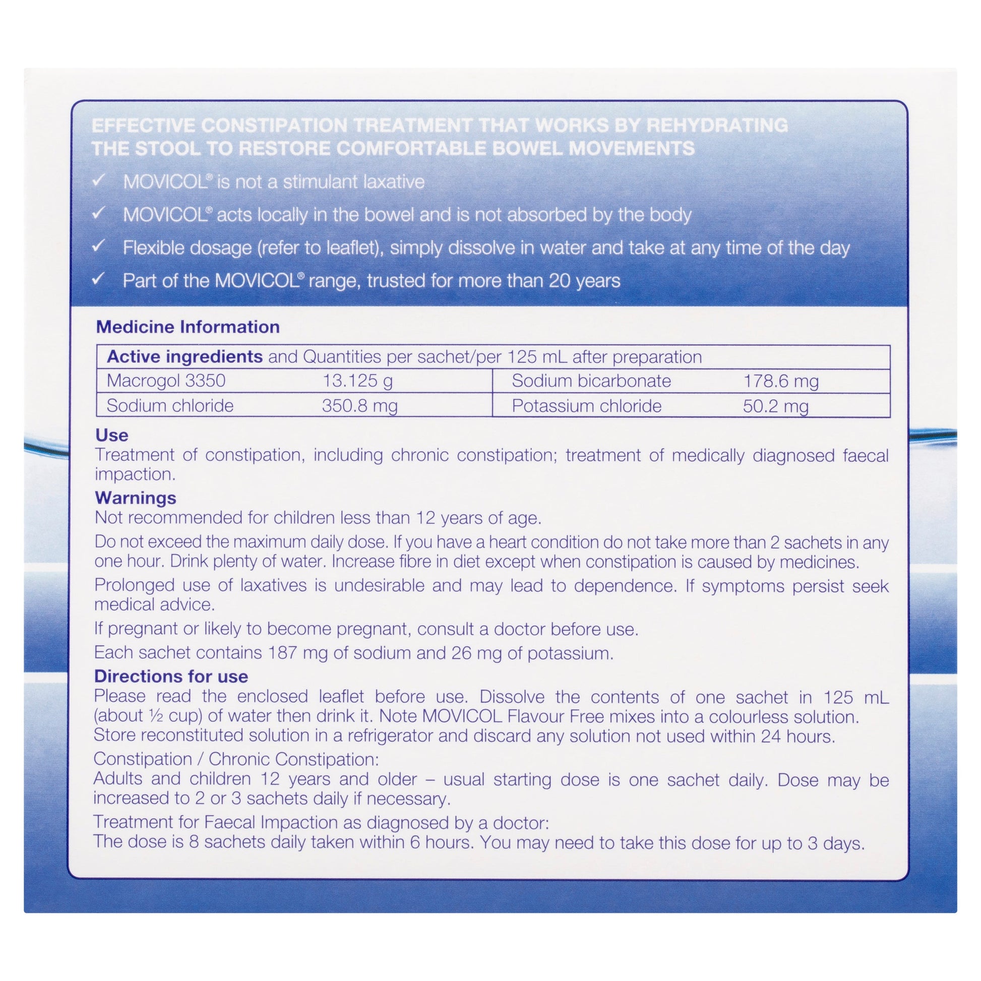Movicol Powder Sachets 13g Flavour Free 30 - Cutprice Online