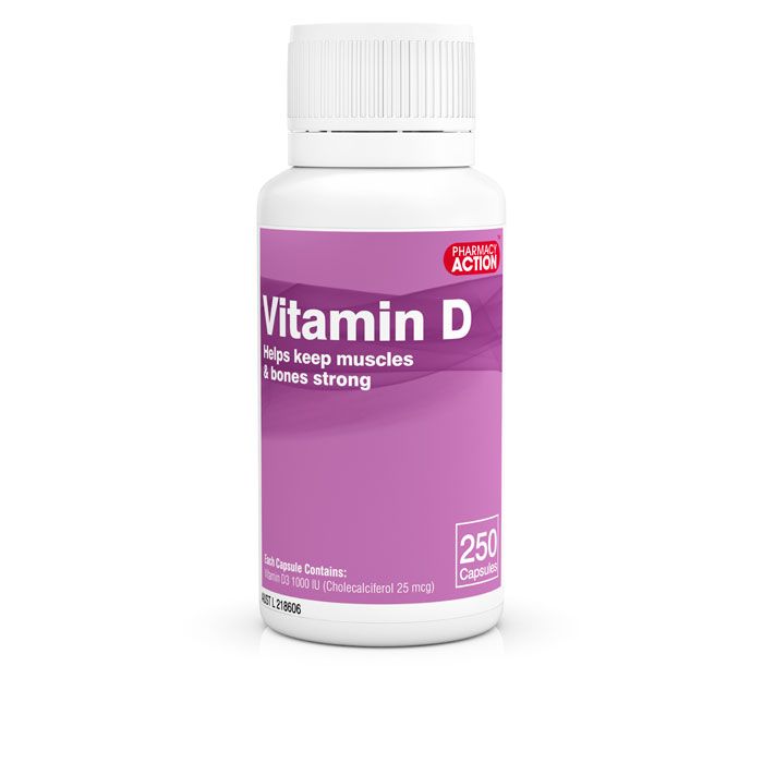 Pharmacy Action Vitamin D 1000IU 250 Caps (Generic for OSTELIN) - Cutprice Online