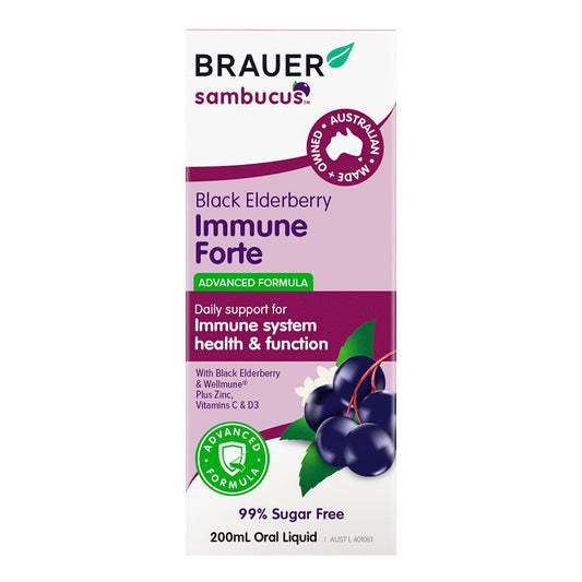Brauer Sambucus Black Elderberry Immune Forte for Adults 200ml BRAUER