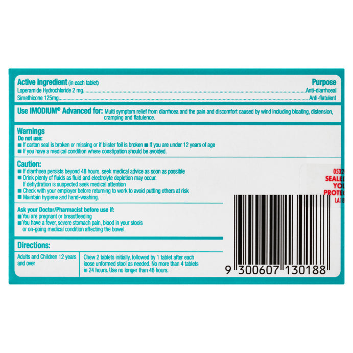 Imodium Advanced Chewable Mint Flavour 6 Tablets - Cutprice Online