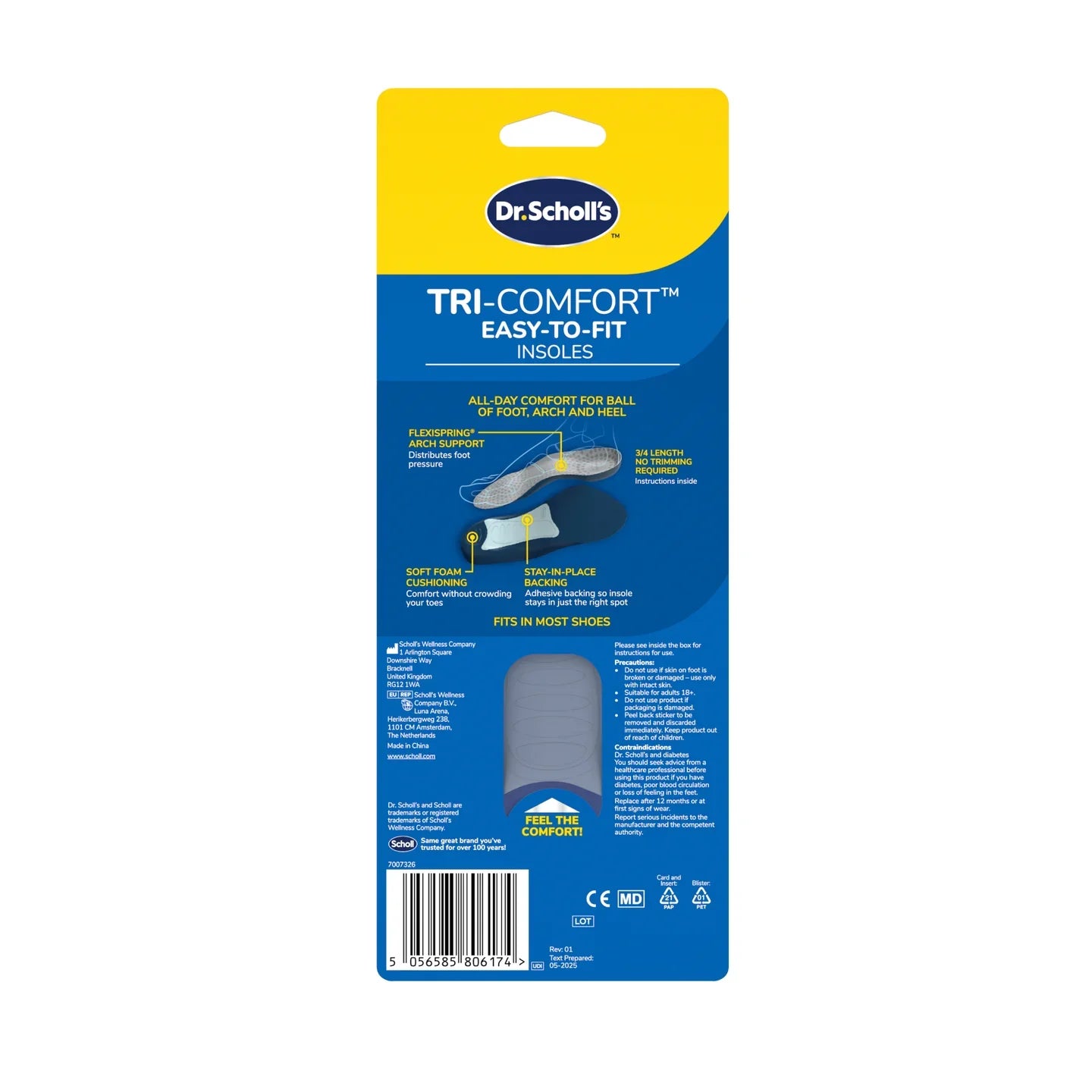 Scholl Tri-Comfort Easy-to-Fit Insoles Men 1 Pair