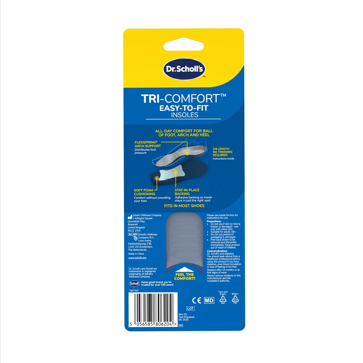 Scholl Tri-Comfort Easy-to-Fit Insoles Women 1 Pair
