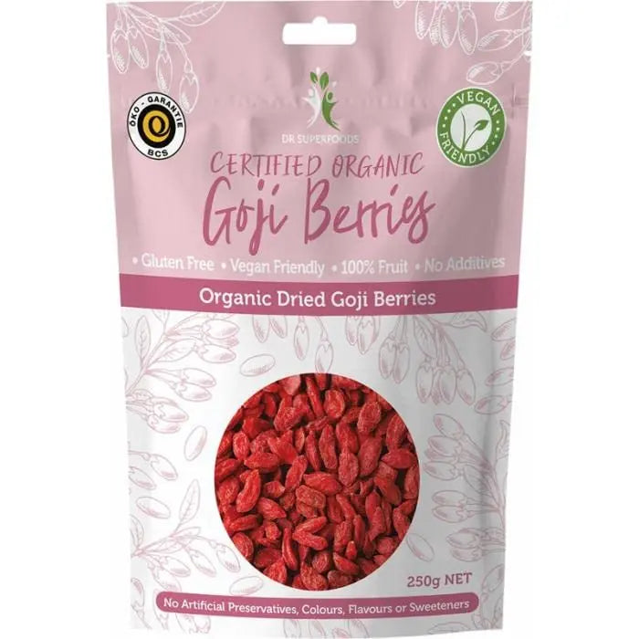 DR SUPERFOODS Dried Goji Berries Certified Organic 250g DR SUPERFOODS