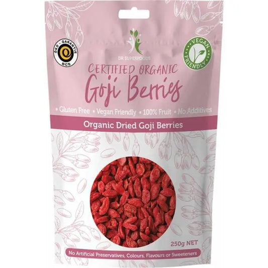 DR SUPERFOODS Dried Goji Berries Certified Organic 250g DR SUPERFOODS