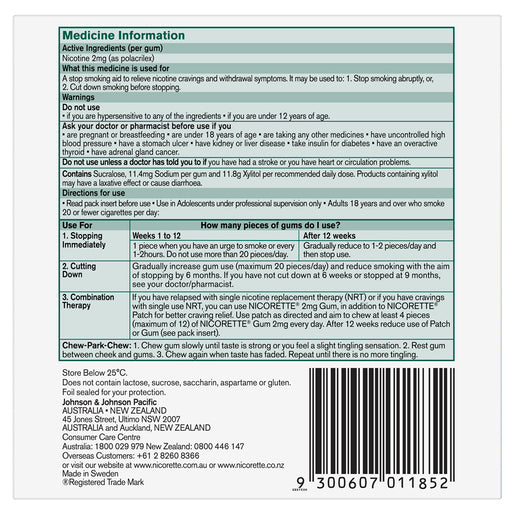 NICORETTE Nicotine Gum 2mg Regular Strength Fresh Fruit 150