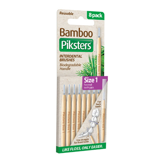 Piksters Bamboo Interdental Brushes Purple Size 1 8 Pack - Cutprice Online