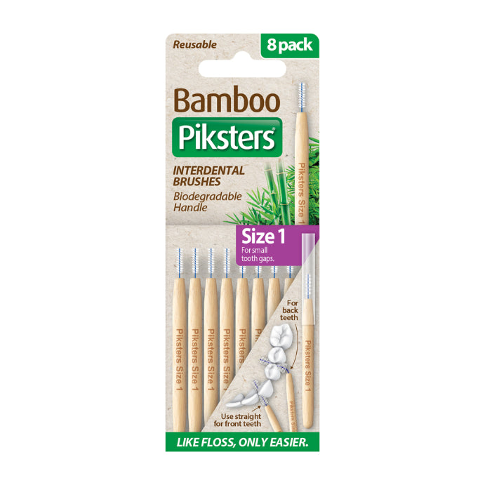 Piksters Bamboo Interdental Brushes Purple Size 1 8 Pack - Cutprice Online
