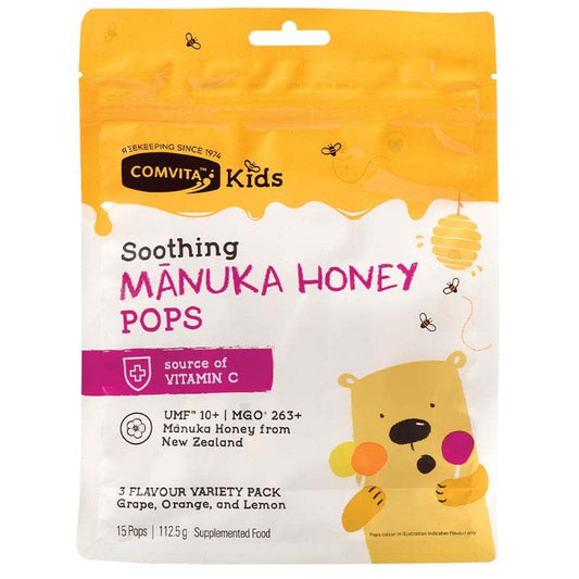COMVITA Soothing Manuka Honey Pops Kids  3 Flavour Variety Pack (UMF 10+) 15pcs COMVITA