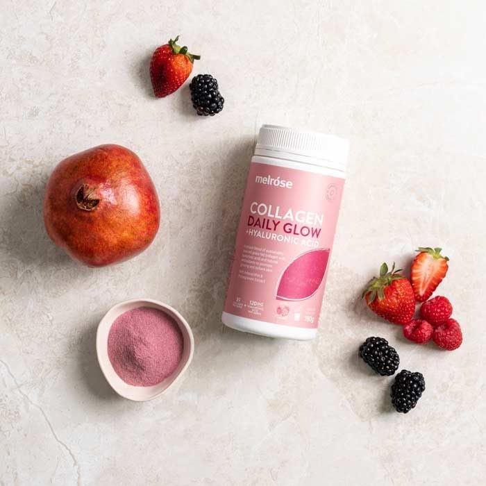 Melrose Collagen Daily Glow + Hyaluronic Acid Berry Flavour Instant Powder 180g - Cutprice Online