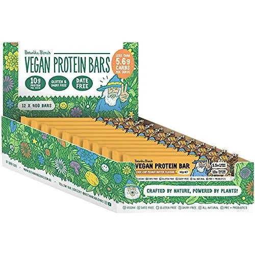 Botanika Blends Vegan Protein Bars Choc Chip Peanut Butter 40g 12 Pack BOTANIKA BLENDS