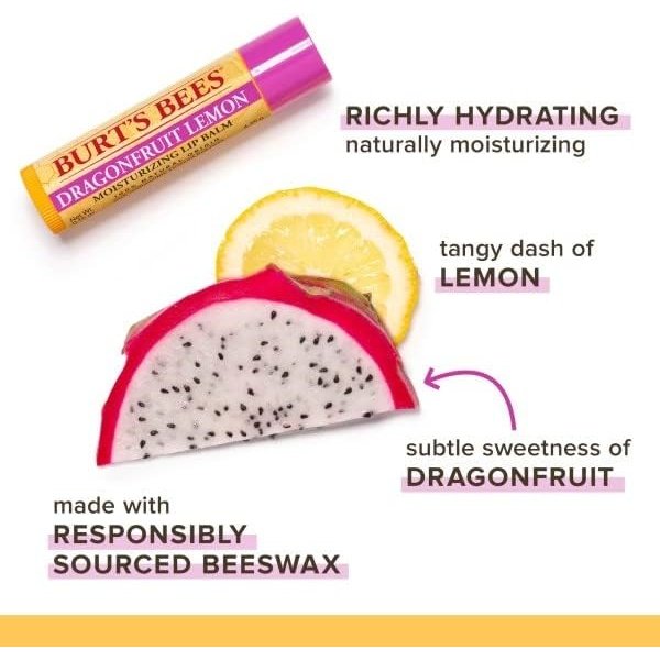 Burt's Bees Moisturising Lip Balm Dragonfruit Lemon 4.25g BURT'S BEES