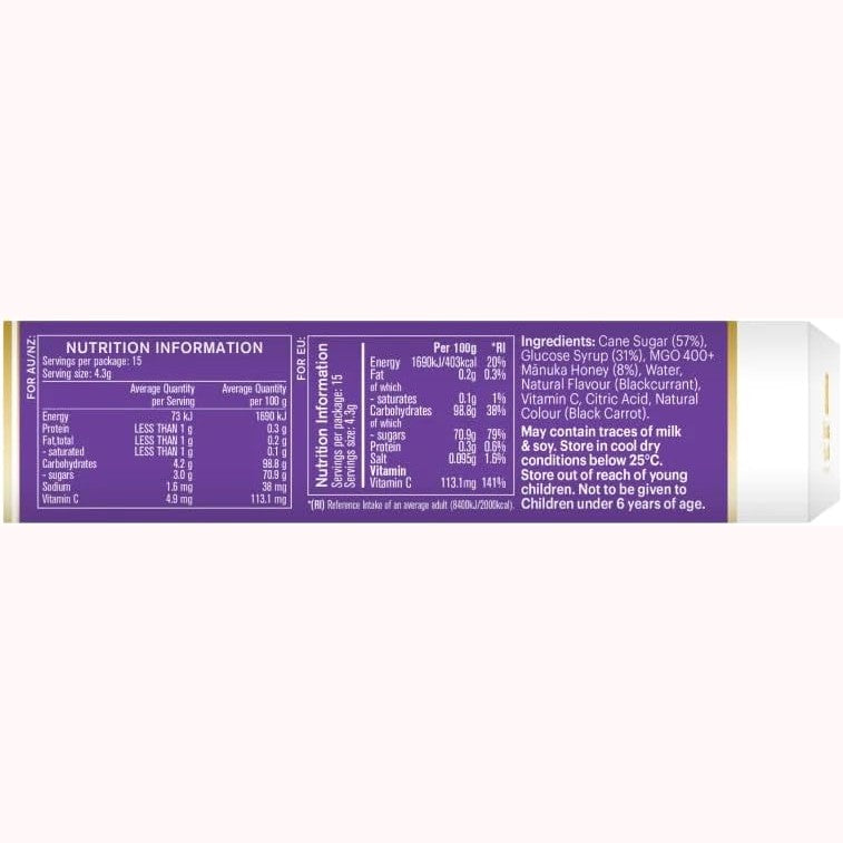 Manuka Health Mgo 400+ Manuka Honey Drops - Blackcurrent 65g