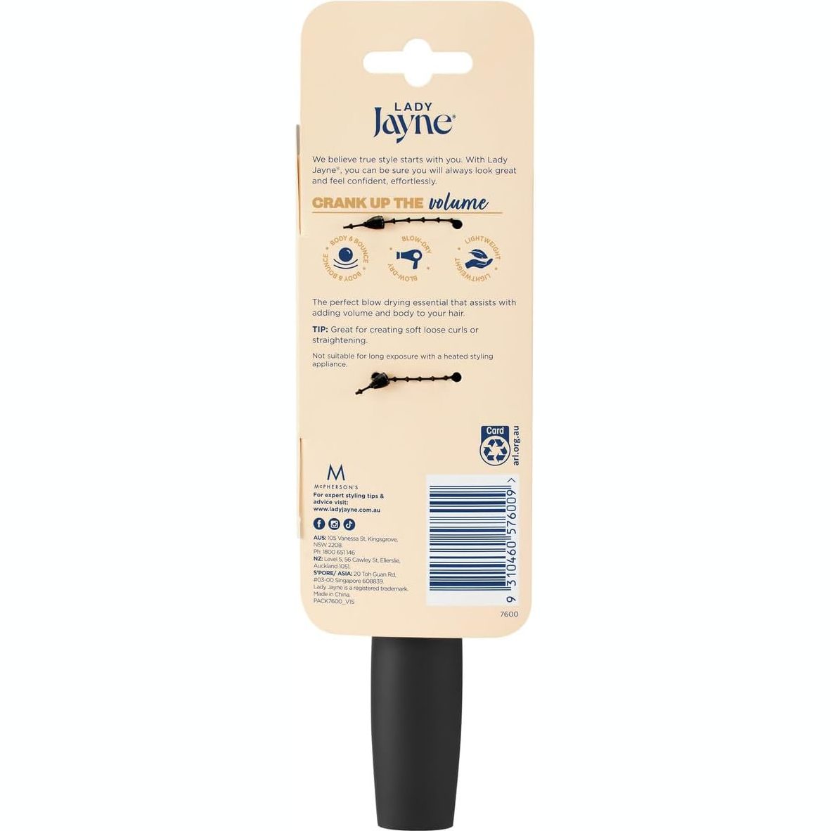 Lady Jayne Medium Radial Plastic Bristles Brush