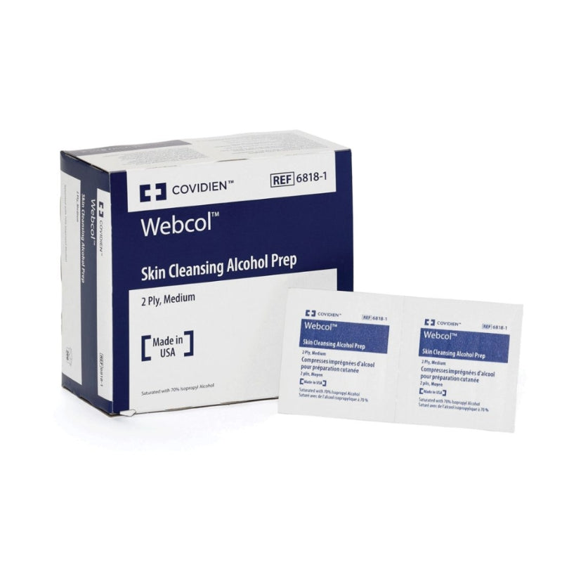 Webcol Skin Cleansing Alcohol Prep Swabs 2 Ply Box of 200