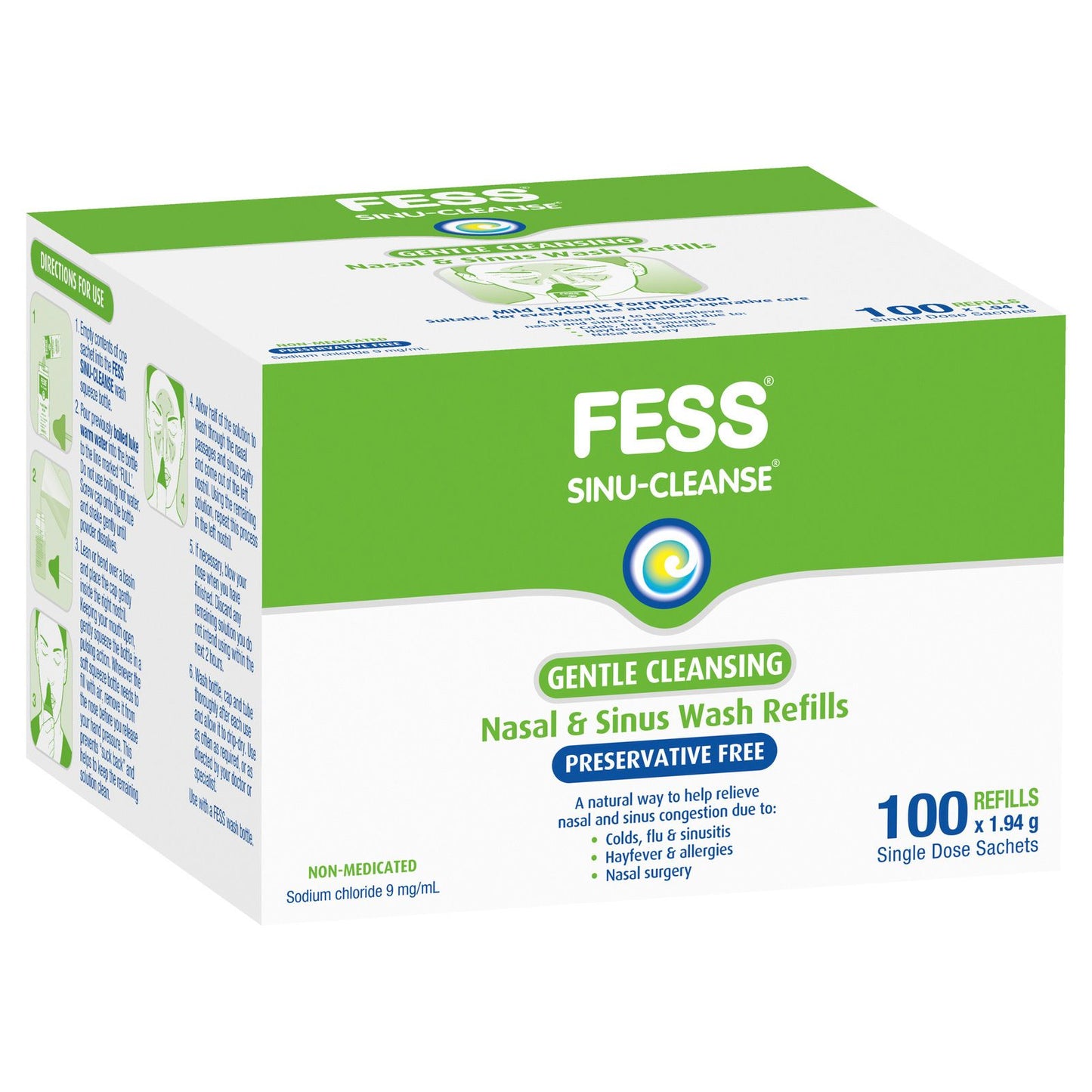 Fess Sinu Cleanse Gentle Nasal and Sinus Wash Sachets 100 Refills - Cutprice Online