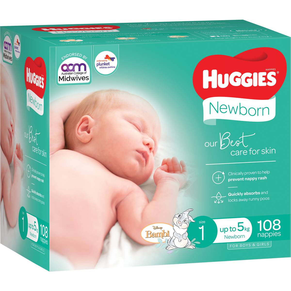 Huggies Newborn Nappies Size 1 (up To 5kg) 108 Pack - Cutprice Online