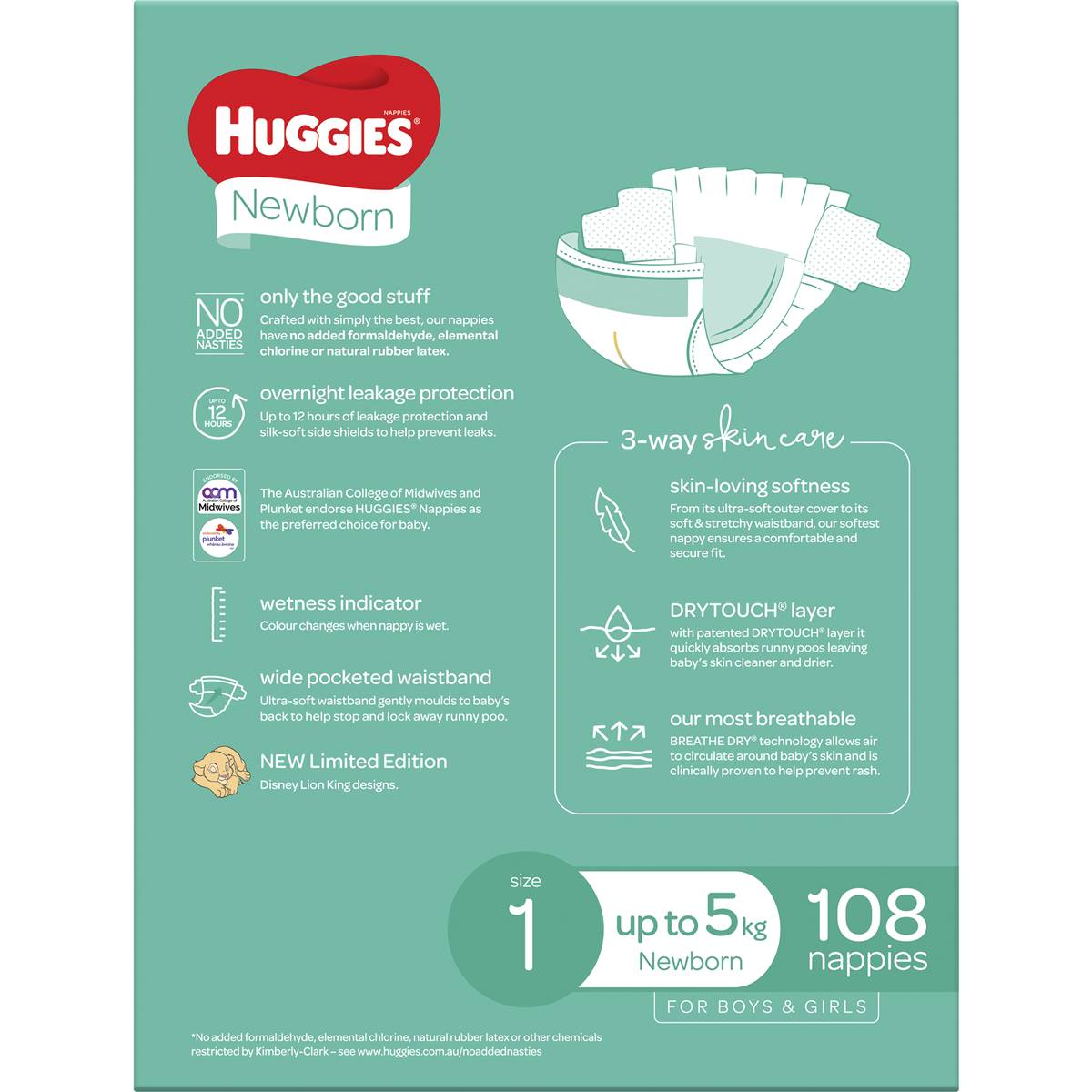 Huggies Newborn Nappies Size 1 (up To 5kg) 108 Pack - Cutprice Online