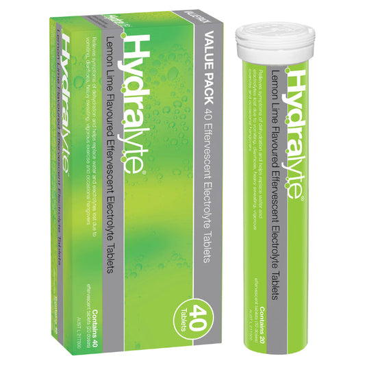Hydralyte Lemon Lime Effervescent Electrolyte Tablets 40 Pack - Cutprice Online