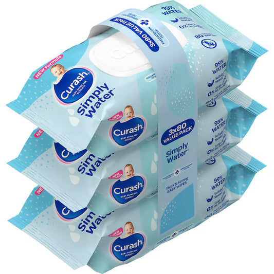 Curash Babycare Simply Water Wipes 3 x 80