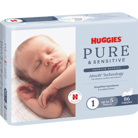 Huggies Pure & Sensitive 86pk Stage 1
