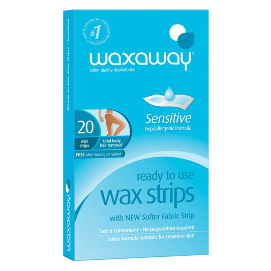 WAXAWAY Ready To Use Sensitive body Wax Strips 20 Pack - Cutprice Online