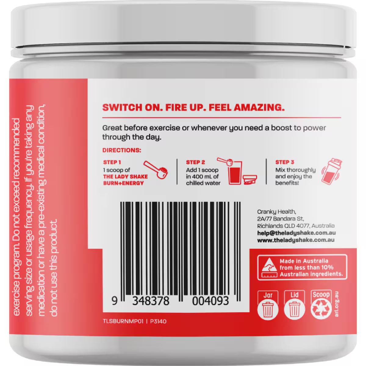 The Lady Shake Burn + Energy Mango Passionfruit 160g