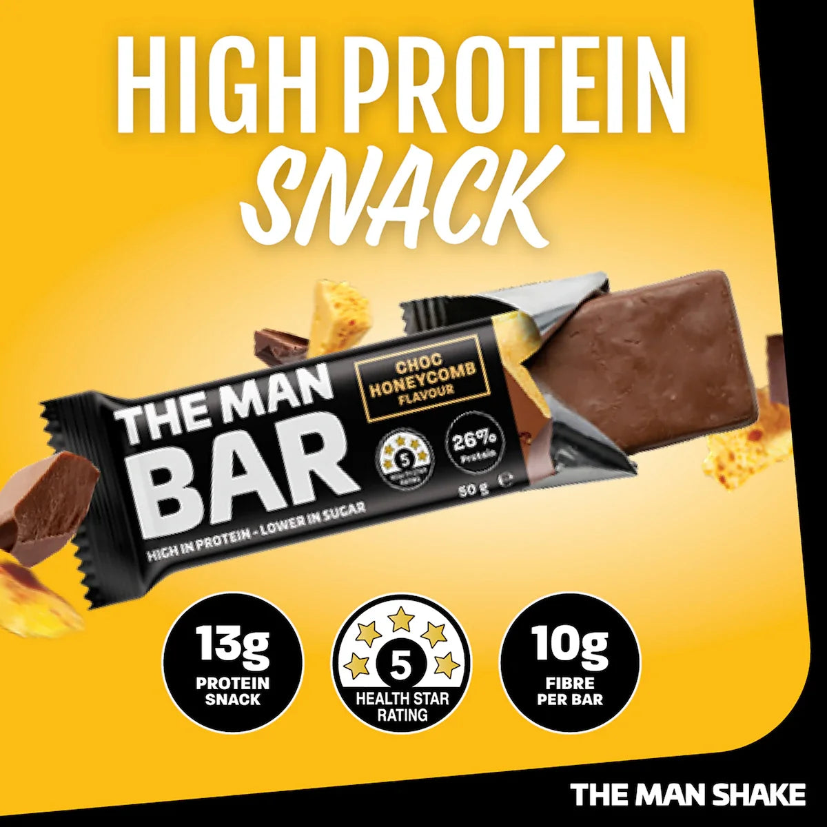 The Man Bar Choc Honeycomb 50g x 10 Pack