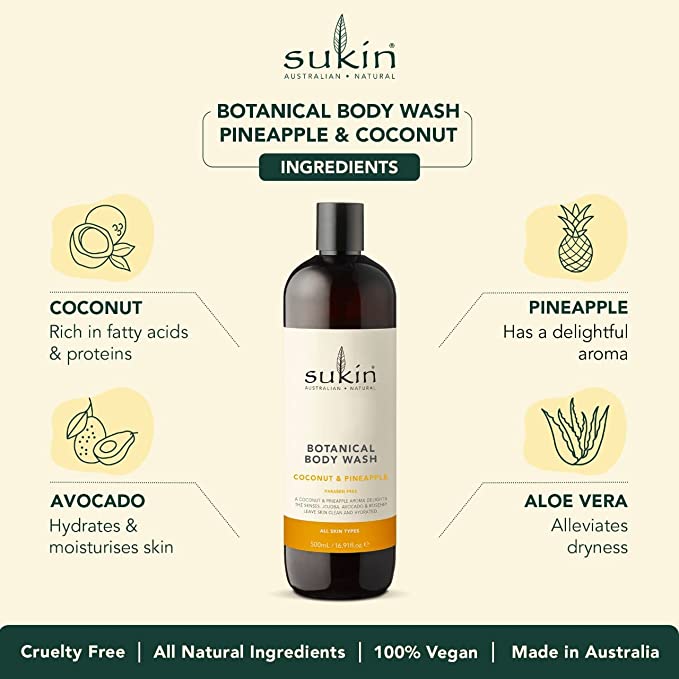 Sukin Botanical Wash Pineapple & Coconut 500ml - Cutprice Online