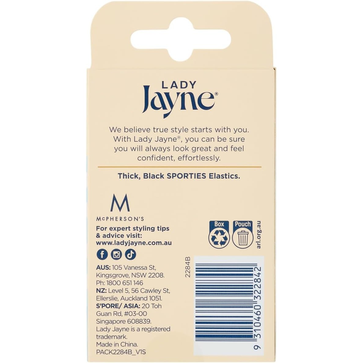 Lady Jayne N/s Elast Thk Blk Pk10