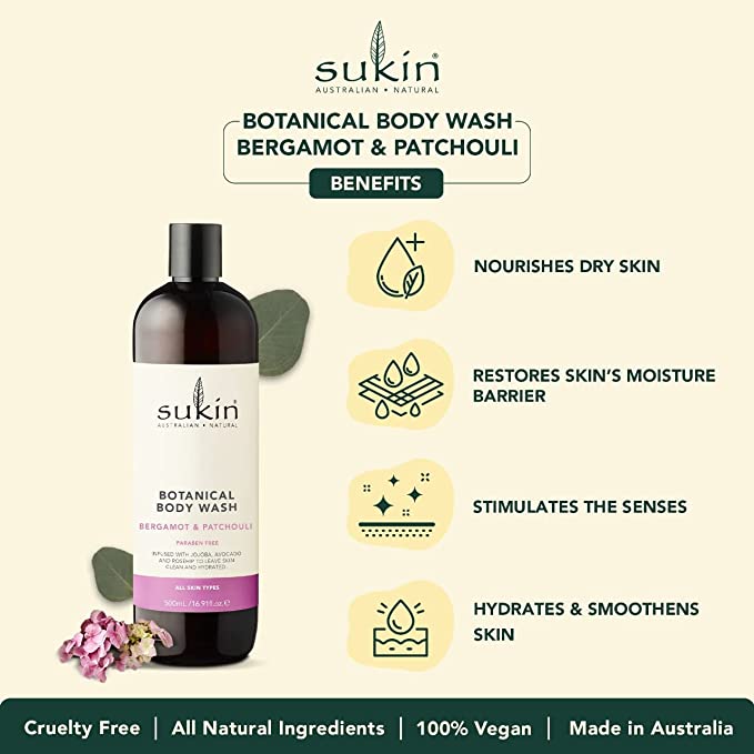 Sukin Botanical Body Wash Bergamot & Patchouli 500ml - Cutprice Online
