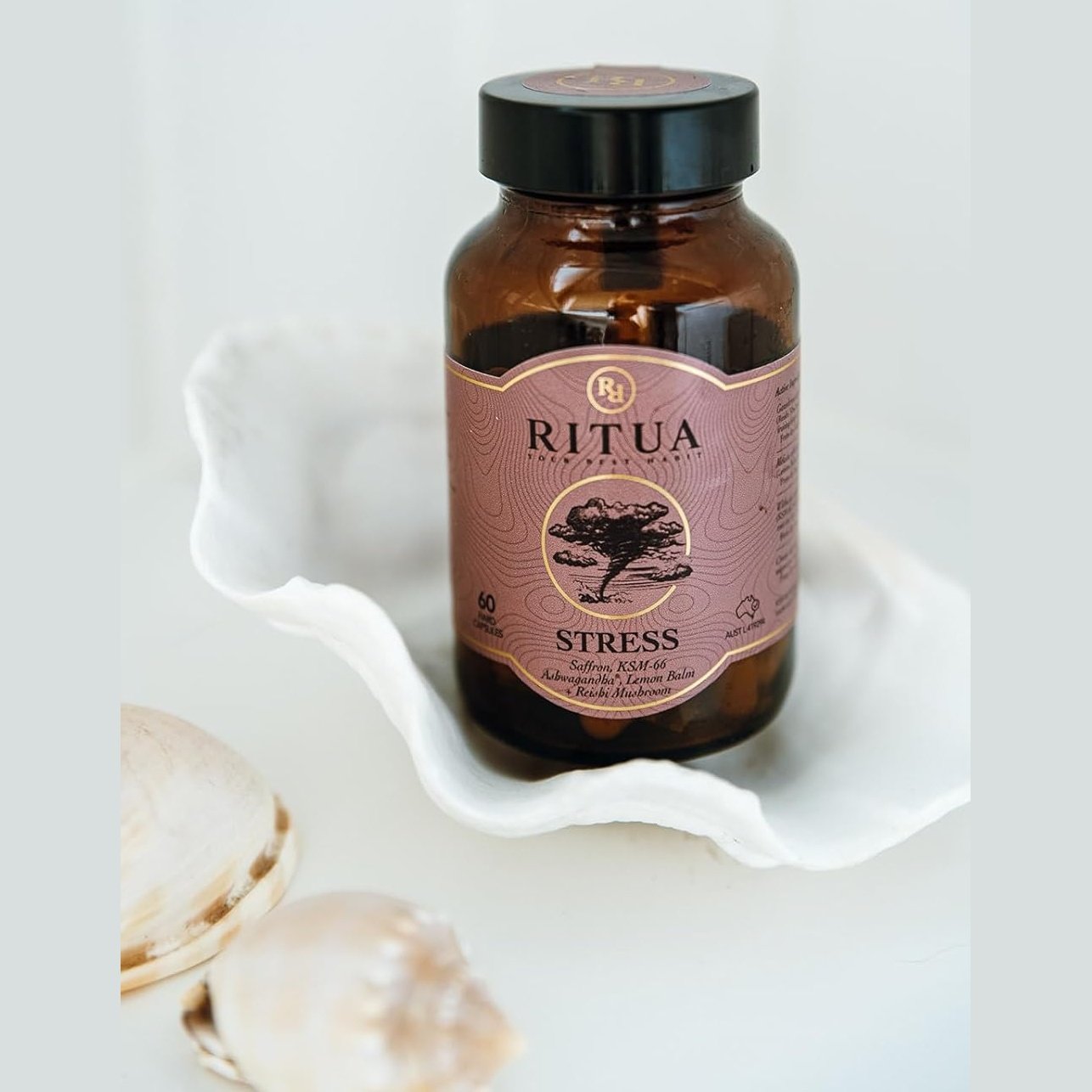 RITUA STRESS Saffron Ashwagandha LemonBalm Reishi 60 Caps - Cutprice Online
