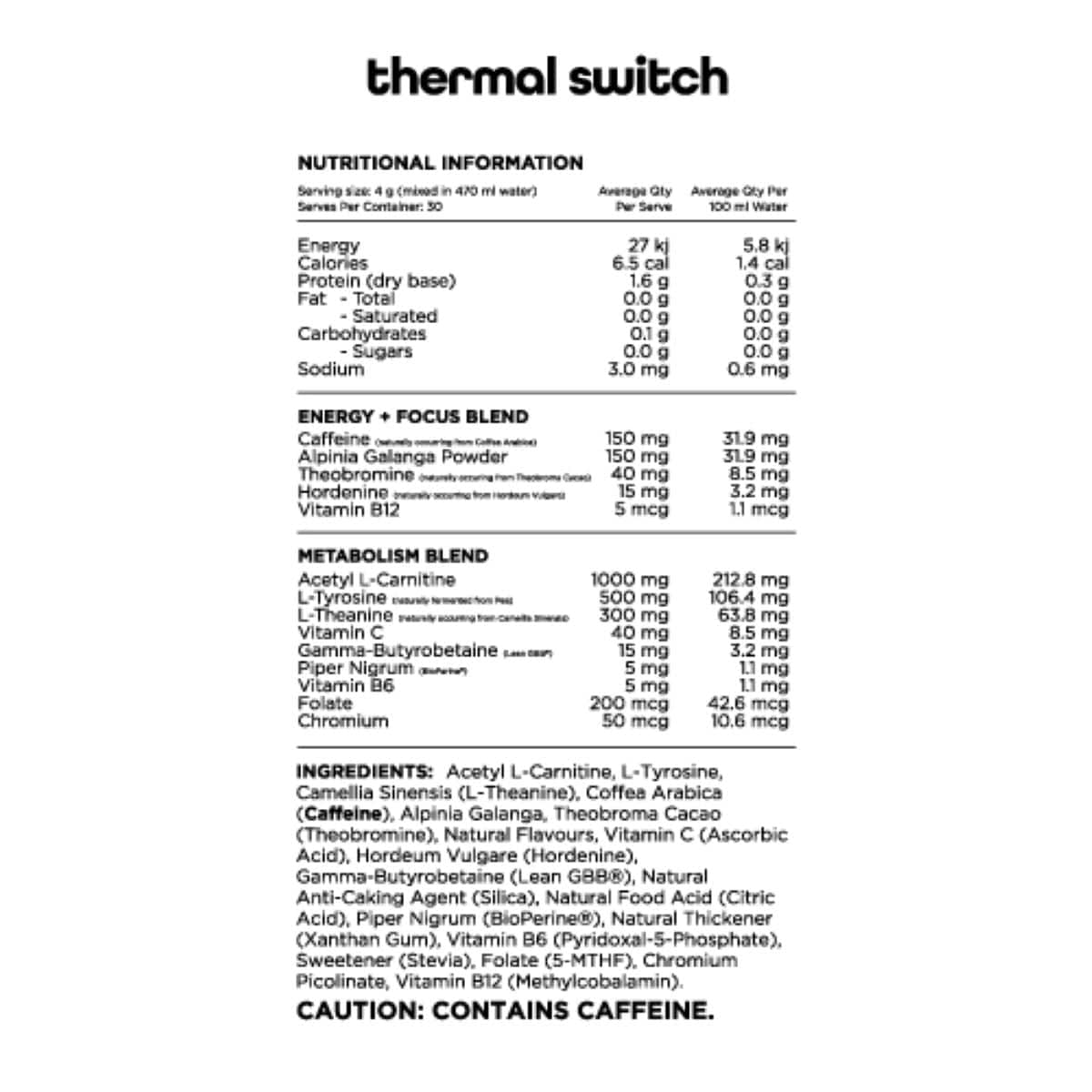 SWITCH NUTRITION Thermal Thermogenic Energy Formula Mango Passionfruit 120g Switch Nutrition