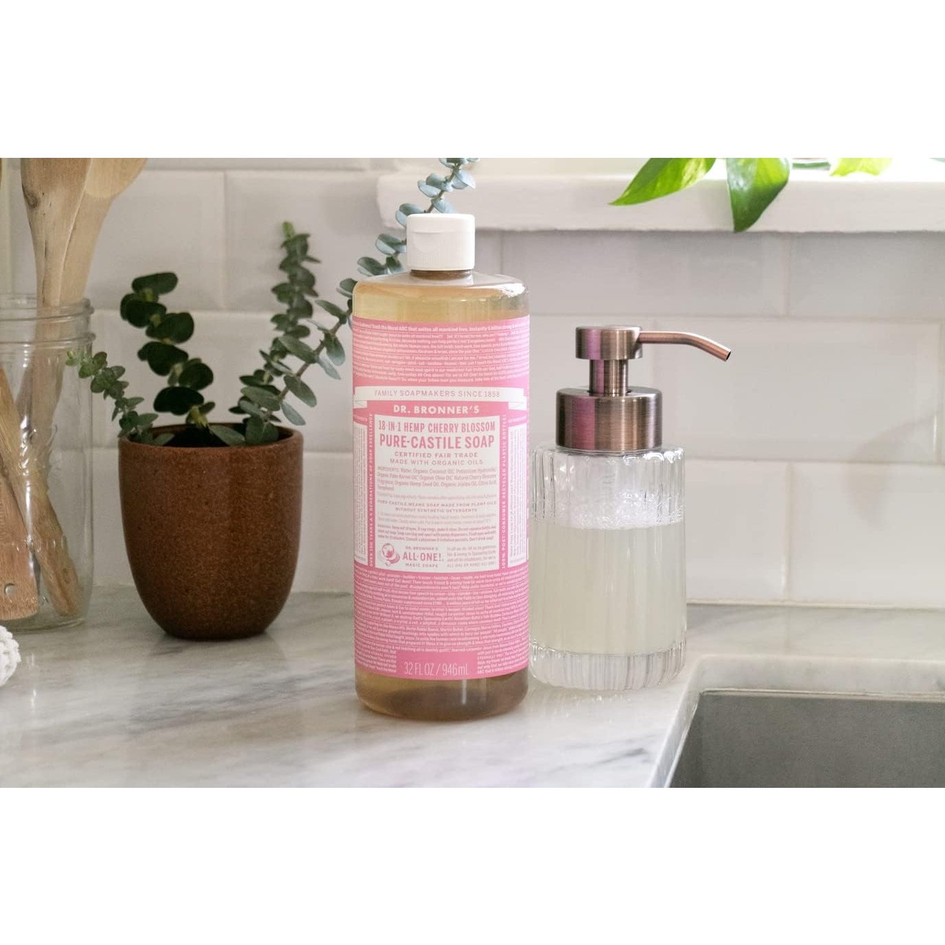 Dr. Bronner's Pure-Castile Soap Liquid (Hemp 18-in-1) Cherry Blossom 946ml - Cutprice Online